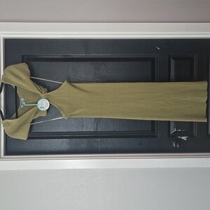NWT Mint Vanilla Olive Green Ribbed Knit Cutout Midi Dress AUS Size 10 US 6